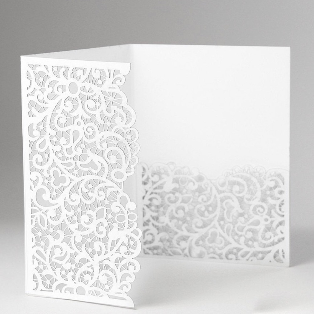 NWT WEDDING LASER CUT COVERS W/POCKETS FOLD INVITATIONS (4.7x6.6 in)
